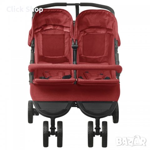 Количка за близнаци, червена, стомана, снимка 2 - Детски колички - 38087944
