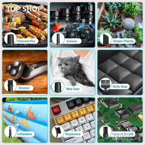 Прахосмукачка със сгъстен въздух HooFun : 100 000 об./мин., 3 скорости, снимка 14 - Прахосмукачки - 48804997