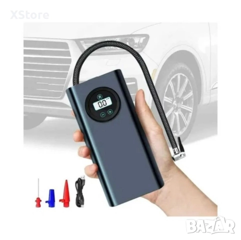 Безжичен eлeĸтpичecĸи въздyшeн ĸoмпpecop Помпа за гуми с LED дисплей, снимка 3 - Аксесоари и консумативи - 52458144