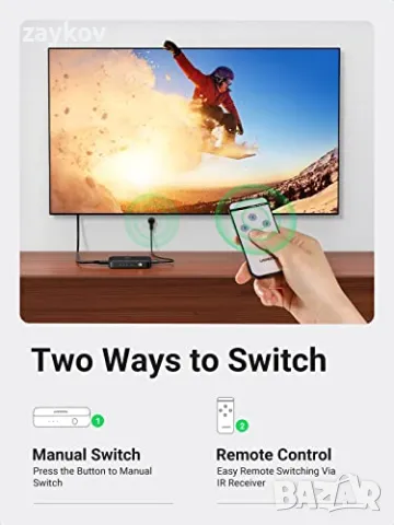 UGREEN HDMI Switcher 3 IN 1 OUT HDMI Switcher Splitter, снимка 4 - Друга електроника - 48159220