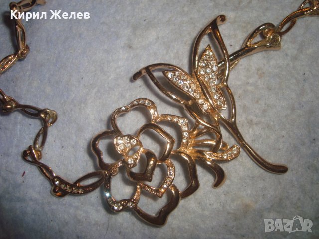 РАЗКОШНА ФЛОРАЛНА КРИСТАЛНА с ПОЗЛАТА АЖУРНА АРТ ОГЪРЛИЦА КОЛИЕ 30142, снимка 11 - Колиета, медальони, синджири - 37851591