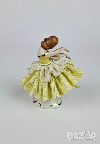 Порцеланова балерина със жълта рокля, снимка 3 - Статуетки - 52678931