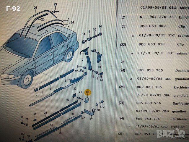 8D0854861B01C**NEU**AUDI**A4***Задна Четвърт Панел Капачка За Долна Врата - Сатенено Черно - Ляв*, снимка 4 - Части - 33310478