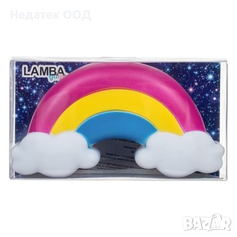 Нощна лампа, Rainbow, на батерии, 13.5x5x7см