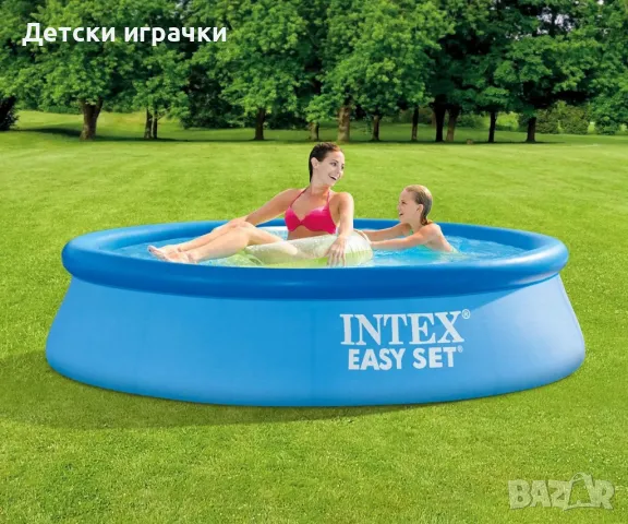 Басейн Easy Set Intex, Надуваем, диаметър 244см, дълбочина 61см, UV устойчив, PVC, син, снимка 1