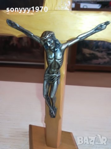 ДЪРВЕН КРЪСТ С ХРИСТОС-МЕД/МЕСИНГ, снимка 3 - Колекции - 28344334