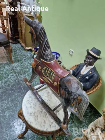 Прекрасна много стара антикварна дървена фигура статуетка люлеещ се кон, снимка 7 - Антикварни и старинни предмети - 49519016