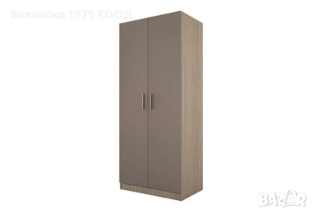 Двукрил гардероб Сити 1007 дъб артисан или комбинация мока/ лате, снимка 6 - Гардероби - 47361275