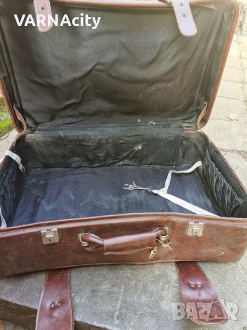 Голям стар куфар от естествена кожа , снимка 4 - Антикварни и старинни предмети - 43791974