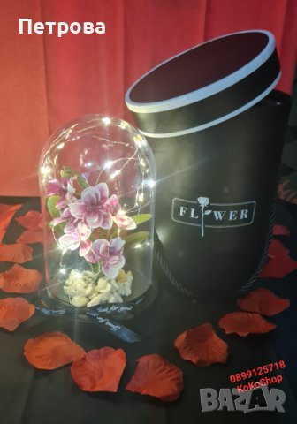 Вечна орхидея в луксозна кутия/орхидея с LED светлини , снимка 5 - Декорация за дома - 44077854