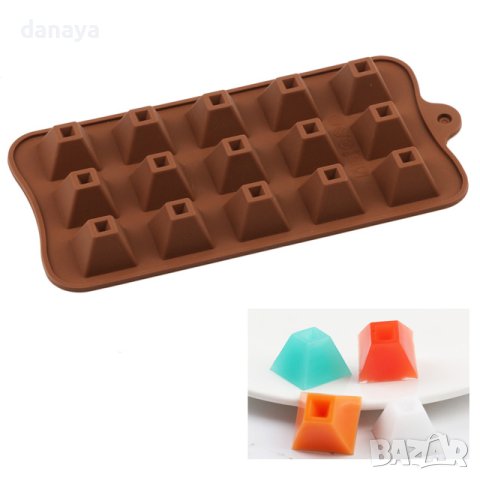 3621 Силиконова форма за бонбони и лед Пирамида, снимка 3 - Форми - 40453907