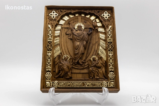 Релефна икона на Възкресението Христово, снимка 4 - Икони - 53222948
