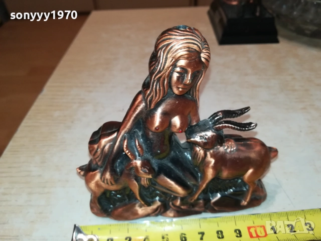 ЖЕНА С КОЗЛЕТА-МЕТАЛНА ЗАПАЛКА 0709251707LCHERY, снимка 3 - Антикварни и старинни предмети - 51634129