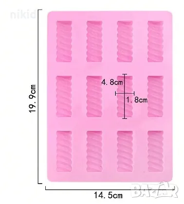 12 бр спирали продълговати бонбони силиконов молд фондан шоколад гипс , снимка 2 - Форми - 47390483