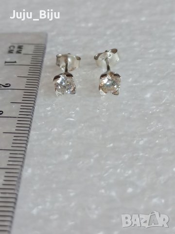 Сребърни обеци с камъни циркони. , снимка 1 - Обеци - 37753084
