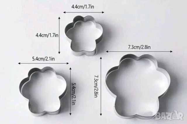3 размера лапа лапи лапички сет метални резци форми украса торта сладки бисквитки тесто форма резец, снимка 2 - Форми - 50603851