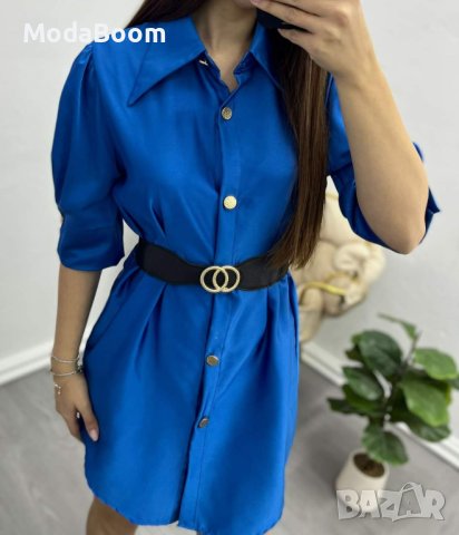 💯Сатенени ризи-рокли с коланче👉8 цвята🤩, снимка 6 - Рокли - 44077689