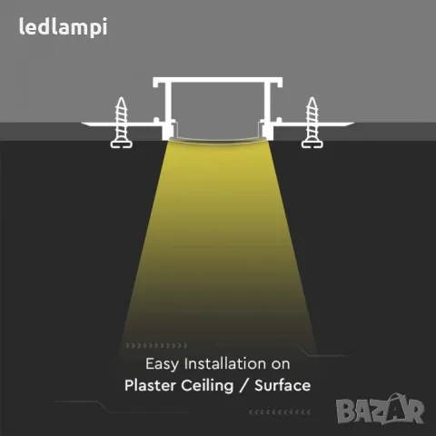 Алуминиев Профил За Вграждане Широк 2000x61.5x14mm MILKY, снимка 3 - Лед осветление - 50303399