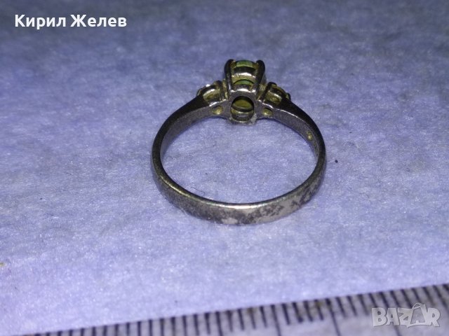 Стар АНГЛИЙСКИ СРЕБЪРЕН ПРЪСТЕН ЛАКИРАНО СРЕБРО 925 с НАТУРАЛЕН ШЛИФОВАН НЕФРИТ и ЦИРКОНИ 39897, снимка 11 - Пръстени - 43221752