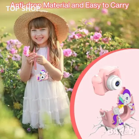 Joltix  Детски цифров фотоапарат 1080P HD 2,0-инчов с 32GB карта, селфи, за деца 3+ г., розов, снимка 6 - Фотоапарати - 49627451