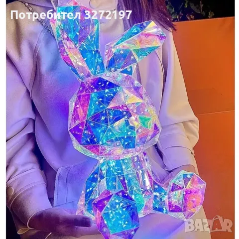 Ръчно изработена USB/батерии Великолепна, голяма, светеща скулптура LED Цветно Зайче