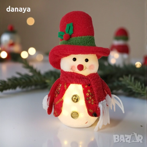 6200 Светеща коледна фигурка Дядо Коледа и Снежен човек
