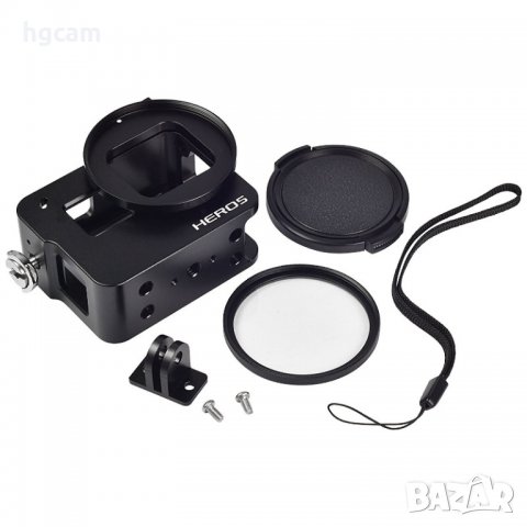 Рамка с UV филтър за GoPro Hero 5/6/7/NEW(2018), Алуминий, Черен, снимка 6 - Камери - 27778225