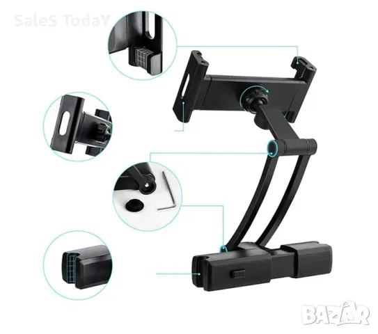 Стойка за таблет за кола, Поставка за телефон За подглавник, Алуминиева, 26 см, снимка 2 - Аксесоари и консумативи - 49747821
