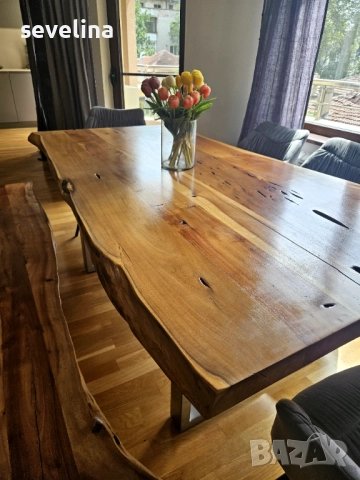 Масивна маса с пейка, снимка 6 - Маси - 52431254