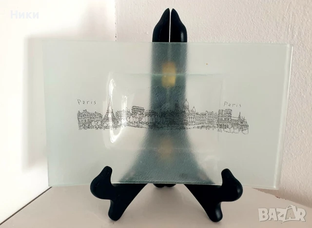 Стъклена чинийка с декорация Париж , снимка 2 - Декорация за дома - 50591508