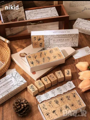 12 бр цветя цвете гумирани дървени печати печата цветя за бисквитки картички и др украса