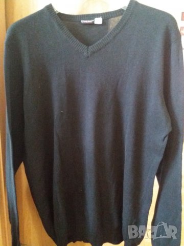 Мъжки черен пуловер LIVERGY шпиц 70 % вълна, снимка 2 - Пуловери - 34668361