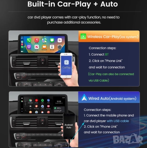 Мултимедия за BMW 5 серия F10, F11, Android, 2012-2017, CIC, навигация, Андроид, екран, дисплей, снимка 11 - Аксесоари и консумативи - 52502284