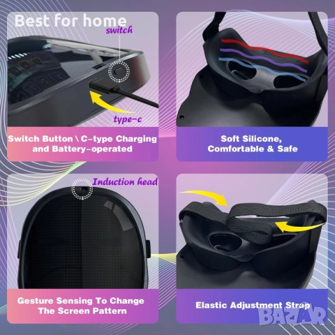 Depointer Life LED маска с презареждаща се Bluetooth, снимка 5 - Друга електроника - 52633666