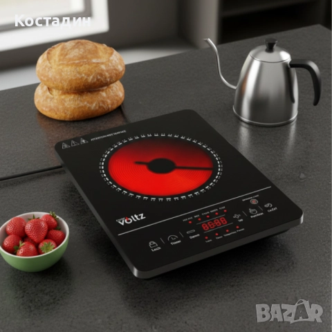 Котлон Voltz, 2000W, Кристална плоча с инфрачервен нагревател, 28х36см, LED екран, Таймер, снимка 2 - Котлони - 52472486