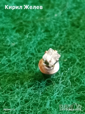 Сребърна обеца с инкрустиран цирконий ръчна изработка 41451