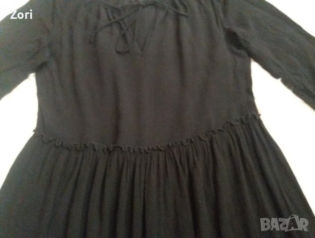 СТРАХОТНА черна рокля с набор и връзки на деколтето , снимка 5 - Рокли - 37505180