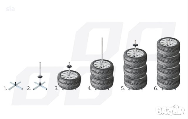 Стойка за гуми, за 4бр гуми до 100кг, Поставка за съхранение на гуми за автомобил, снимка 3 - Аксесоари и консумативи - 28837397