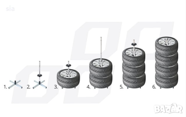 Стойка за гуми, за 4бр гуми до 100кг, Поставка за съхранение на гуми за автомобил, снимка 2 - Аксесоари и консумативи - 28837397