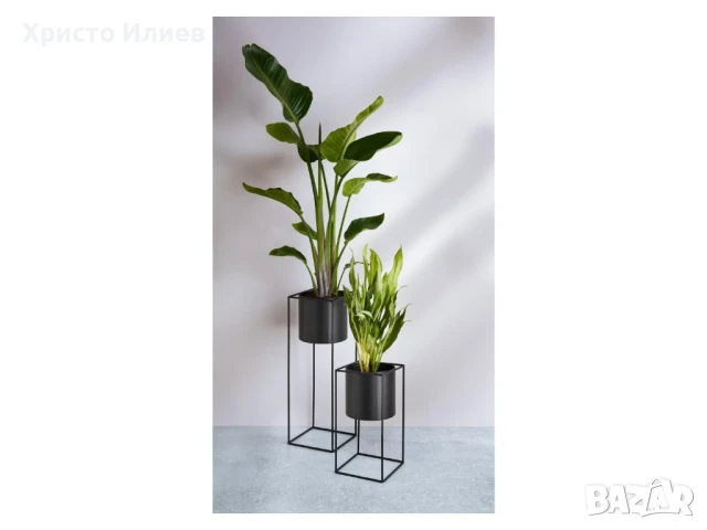 Цветарник Саксия със стойка 2бр комплект Метална поставка, снимка 5 - Стайни растения - 50467698