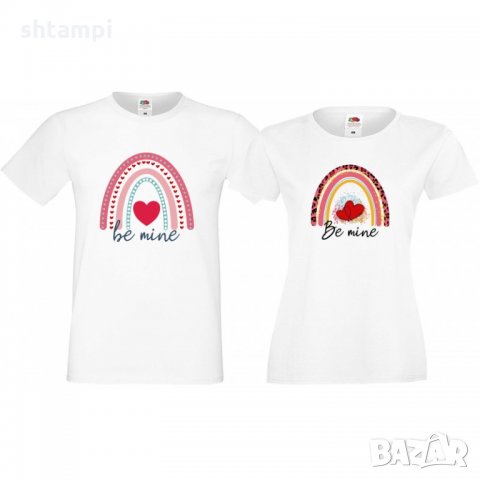 Комплект тениски за влюбени Be My Valentine Rainbow, снимка 2 - Тениски - 33016469