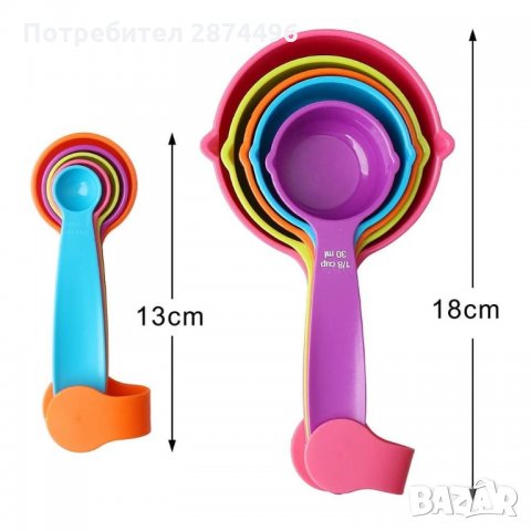 2773 Комплект цветни мерителни лъжички, 10 броя, снимка 3 - Аксесоари за кухня - 35345903