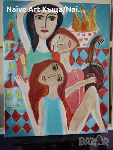 Картина платно маслени бои акрилни бои размер 42/52 смесена техника, снимка 2 - Картини - 43712033