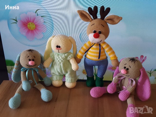 Плетена играчка Заек-Беби, Плетени, ръчно изработени, прекрасен подарък, снимка 14 - Плюшени играчки - 38318925