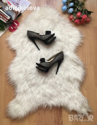 Налични обувки с камъни и панделка, снимка 4 - Дамски обувки на ток - 10419146