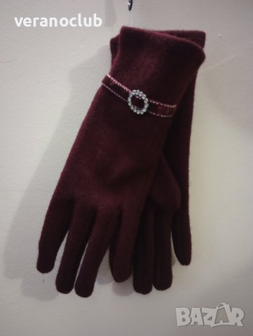 Ръкавици Дамски Бордо Елегантни 