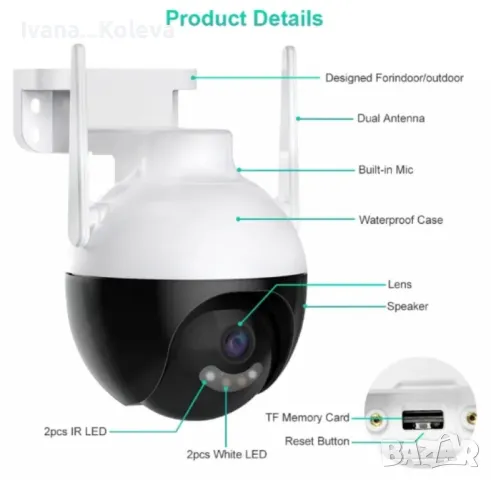 WiFi Smart камера 1080P – Висококачествено видеонаблюдение за дома и офиса, снимка 3 - IP камери - 48922675