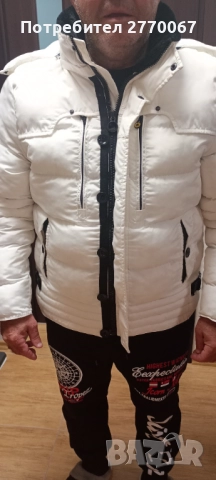 Бяло мъжко ,късо яке за есен-зима.Дебело с много ефекти.В отлично състояние., снимка 2 - Якета - 52585631