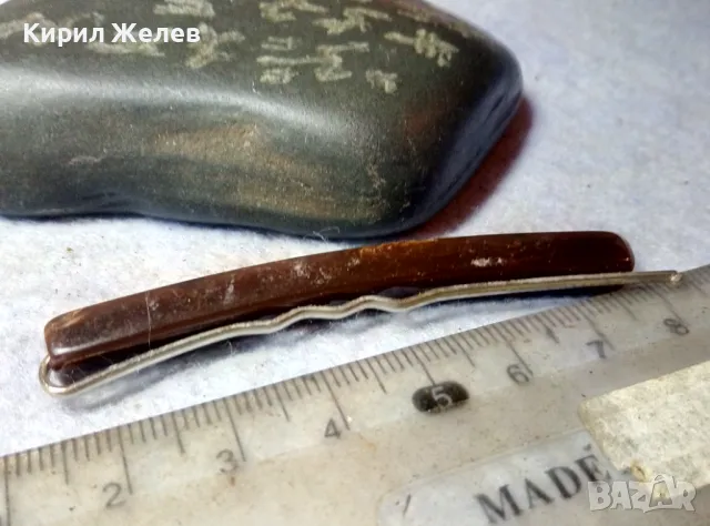 ПРЕКРАСНА СТАРА РЕТРО АРТ ФИБА ШНОЛА от ЮВЕЛИРНО ШЛИФОВАН и ПОЛИРАН КАМЪК ТИГРОВО ОКО 48754, снимка 2 - Антикварни и старинни предмети - 48729038