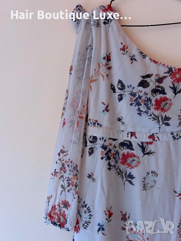 Рокля с един ръкав десен на цветя и панделка 🎀, снимка 6 - Рокли - 43839264